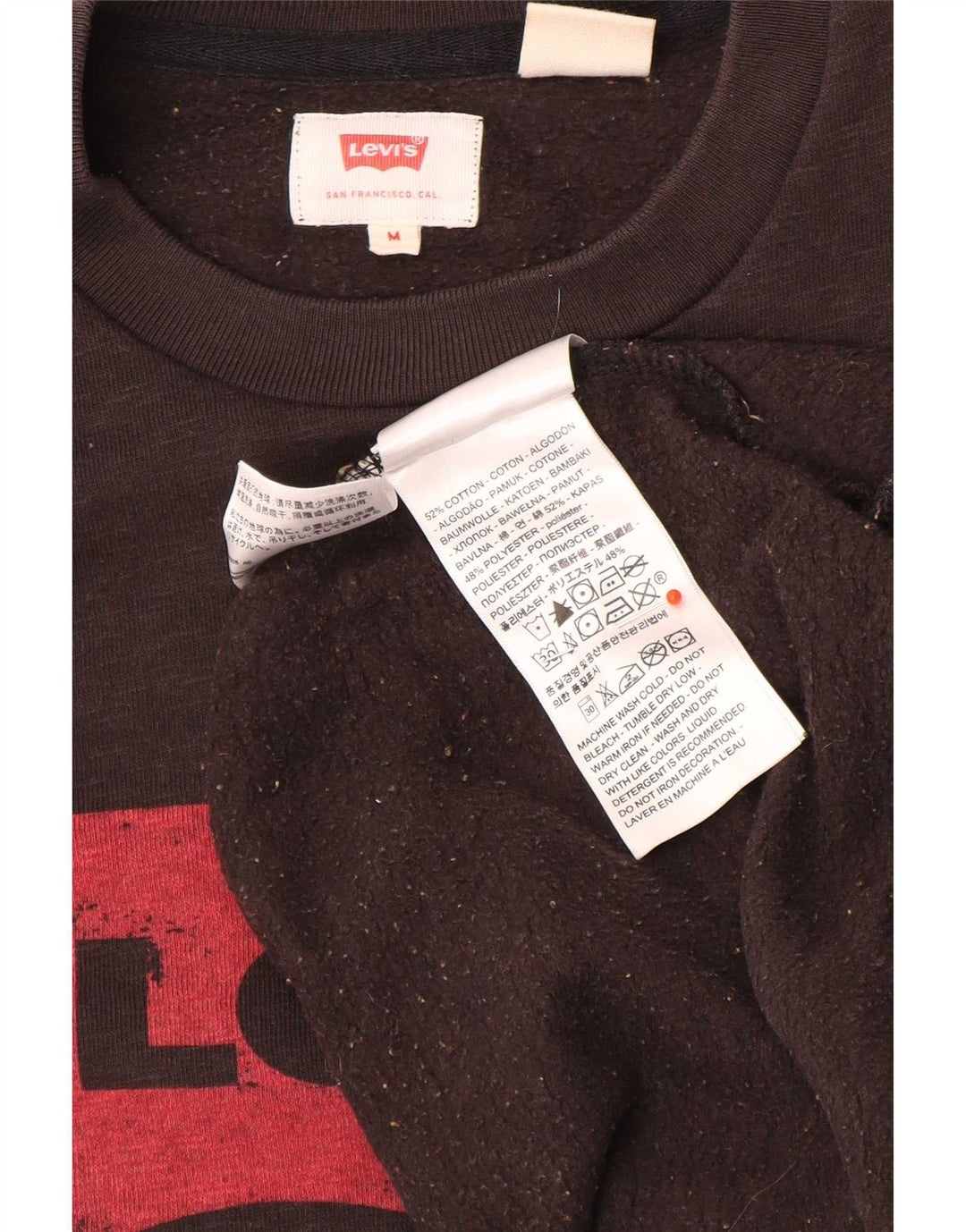 Levi's Hombre Sudadera Gráfica Jumper Algodón Negro Mediano
