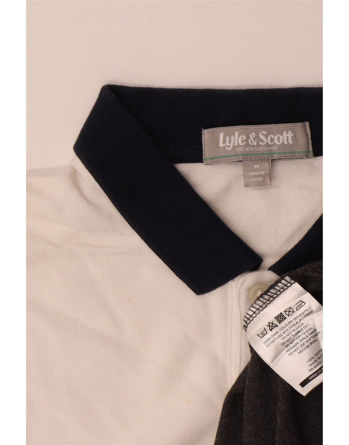 Lyle & Scott Polo para hombre de algodón color block en blanco mediano
