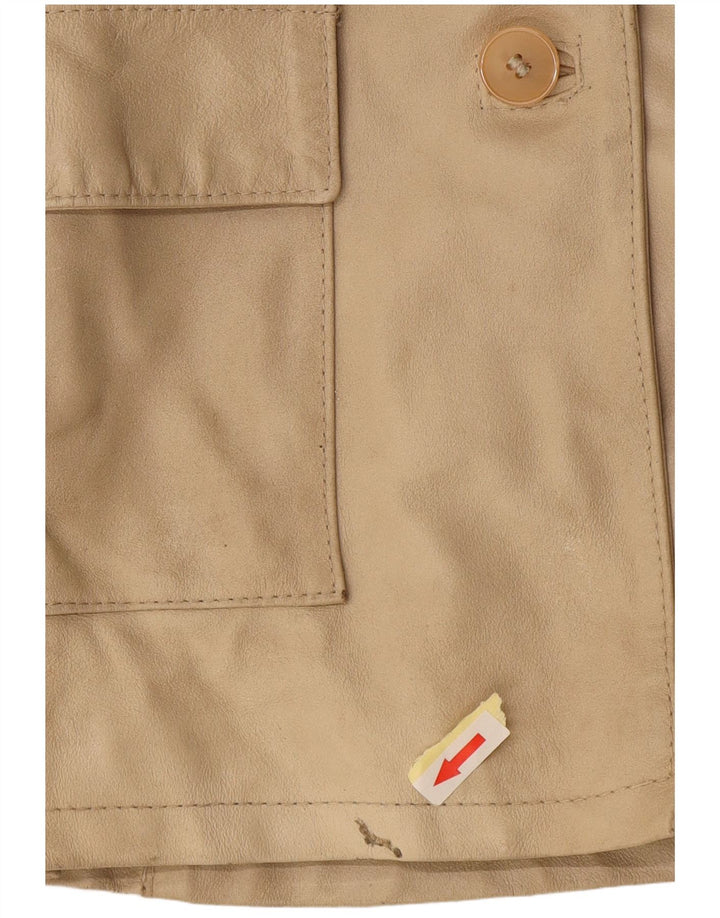 Viamaestra Chaqueta de cuero para mujer UK 12 Cuero beige mediano