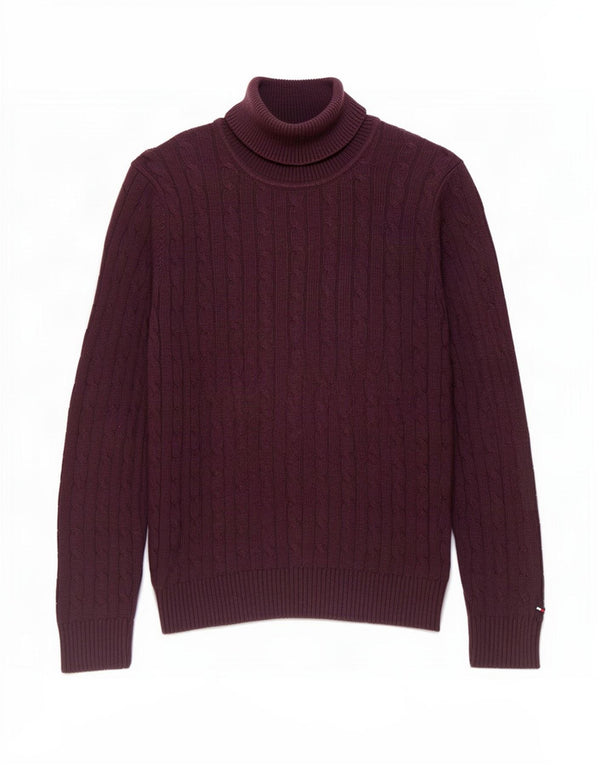 Tommy Hilfiger Jersey con cuello vuelto para hombre, talla 2XL, algodón morado