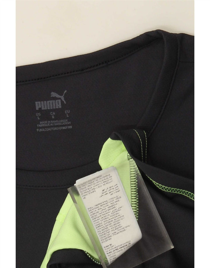 Puma Camiseta para hombre Top Large Negro Colorblock Poliéster