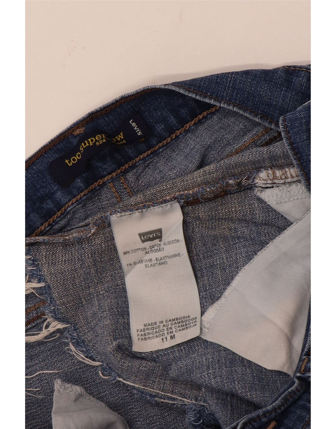 Levi's 524 - Pantalones cortos de mezclilla desgastados para mujer, talla 11, talla grande, W32, color azul