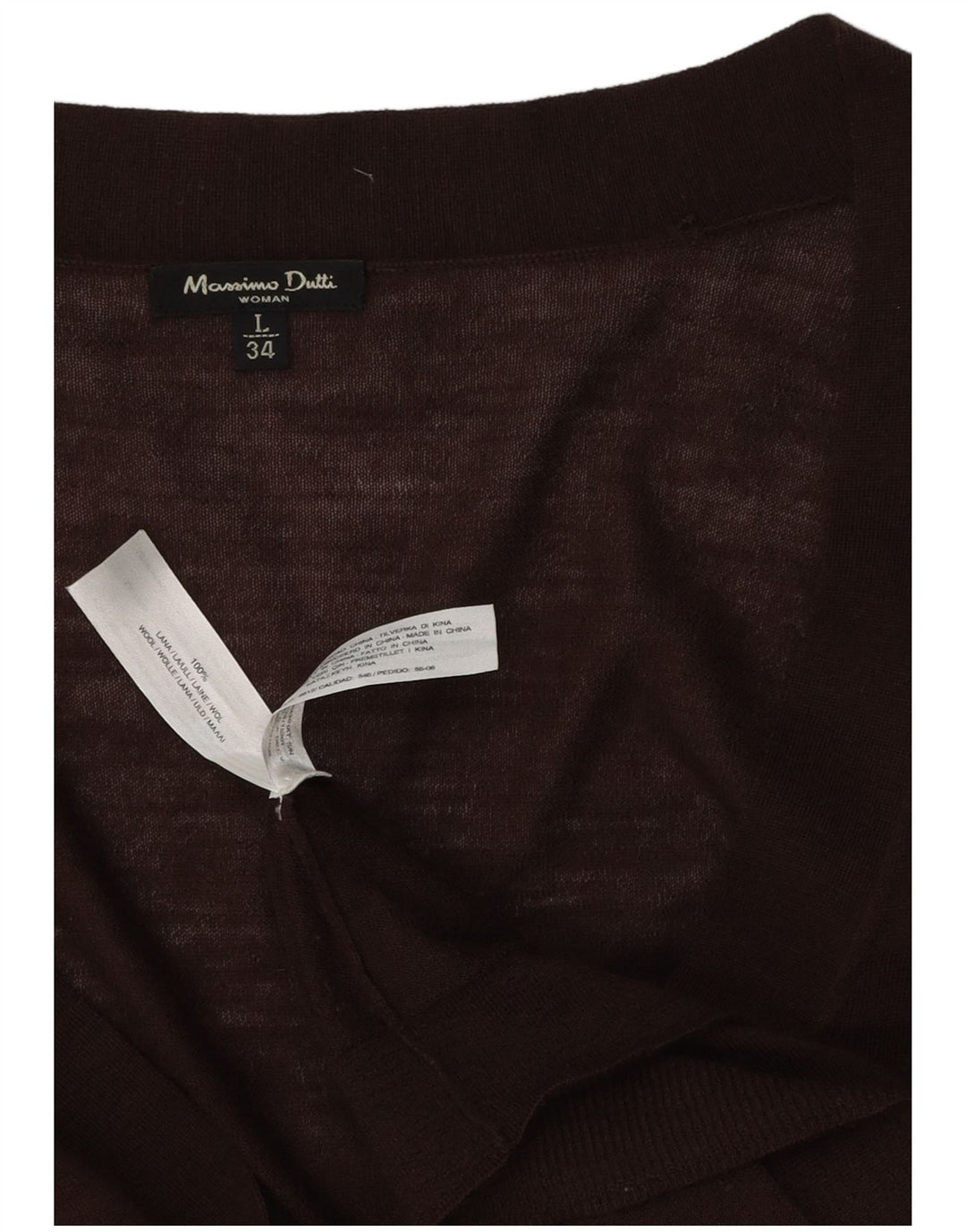 MASSIMO DUTTI Suéter Cárdigan para Mujer UK 44 Grande Lana Marrón