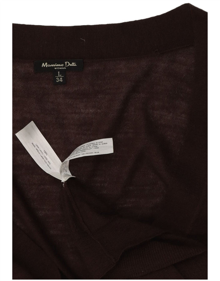 MASSIMO DUTTI Suéter Cárdigan para Mujer UK 44 Grande Lana Marrón