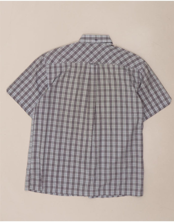 BEN SHERMAN Camisa de manga corta para hombre a cuadros azules grandes