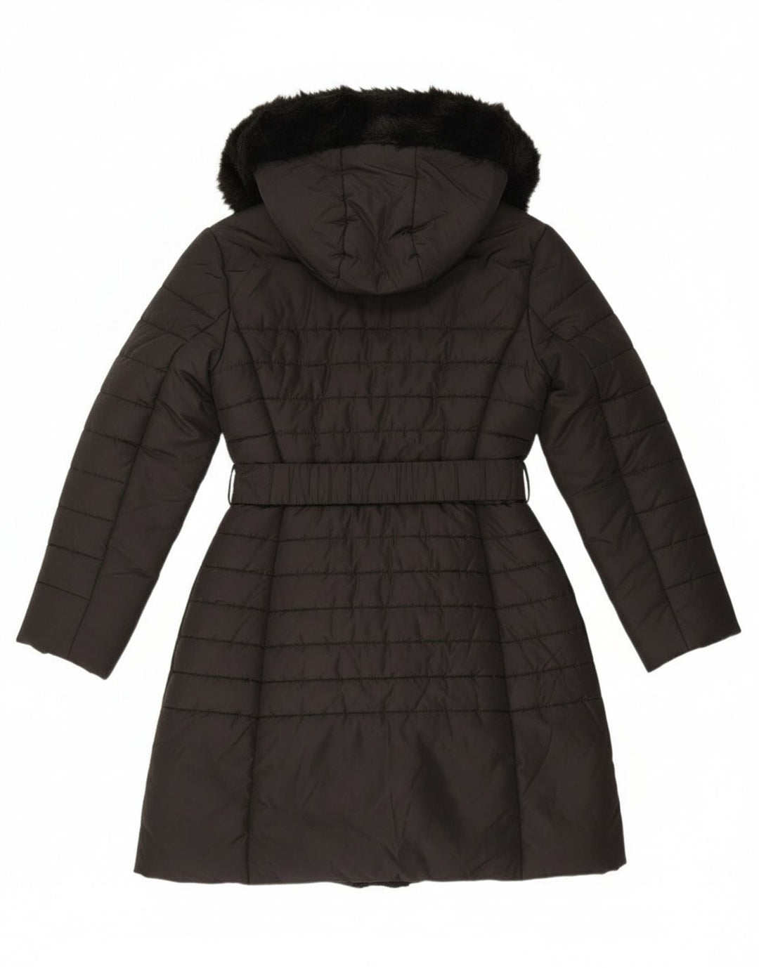 French Connection Abrigo acolchado con capucha para mujer UK 40 Mediano Poliéster negro
