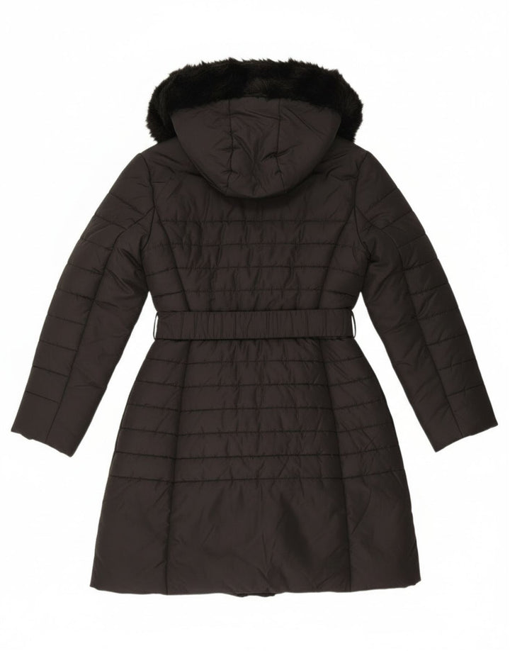 French Connection Abrigo acolchado con capucha para mujer UK 40 Mediano Poliéster negro