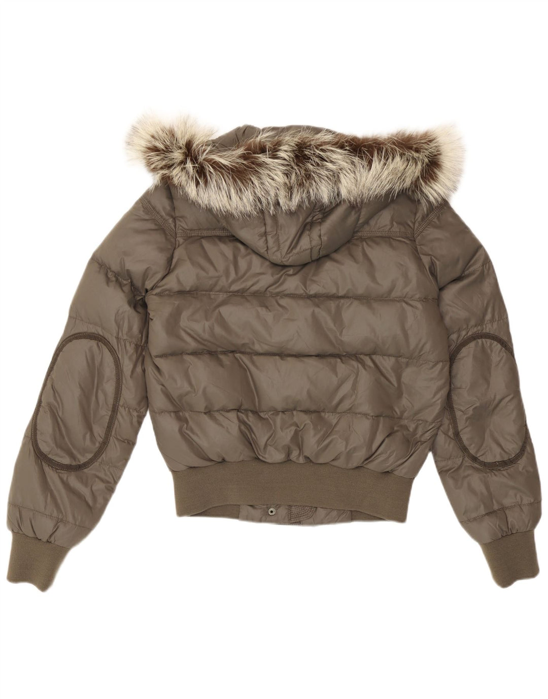 Cerruti 1881 Chaqueta acolchada con capucha para mujer UK 44 Mediana Caqui Poliamida