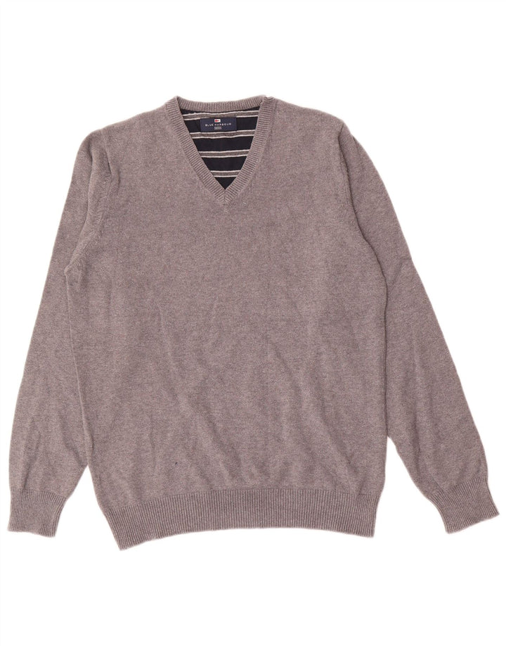 Marks & Spencer - Jersey con cuello en V para hombre, talla pequeña, algodón gris
