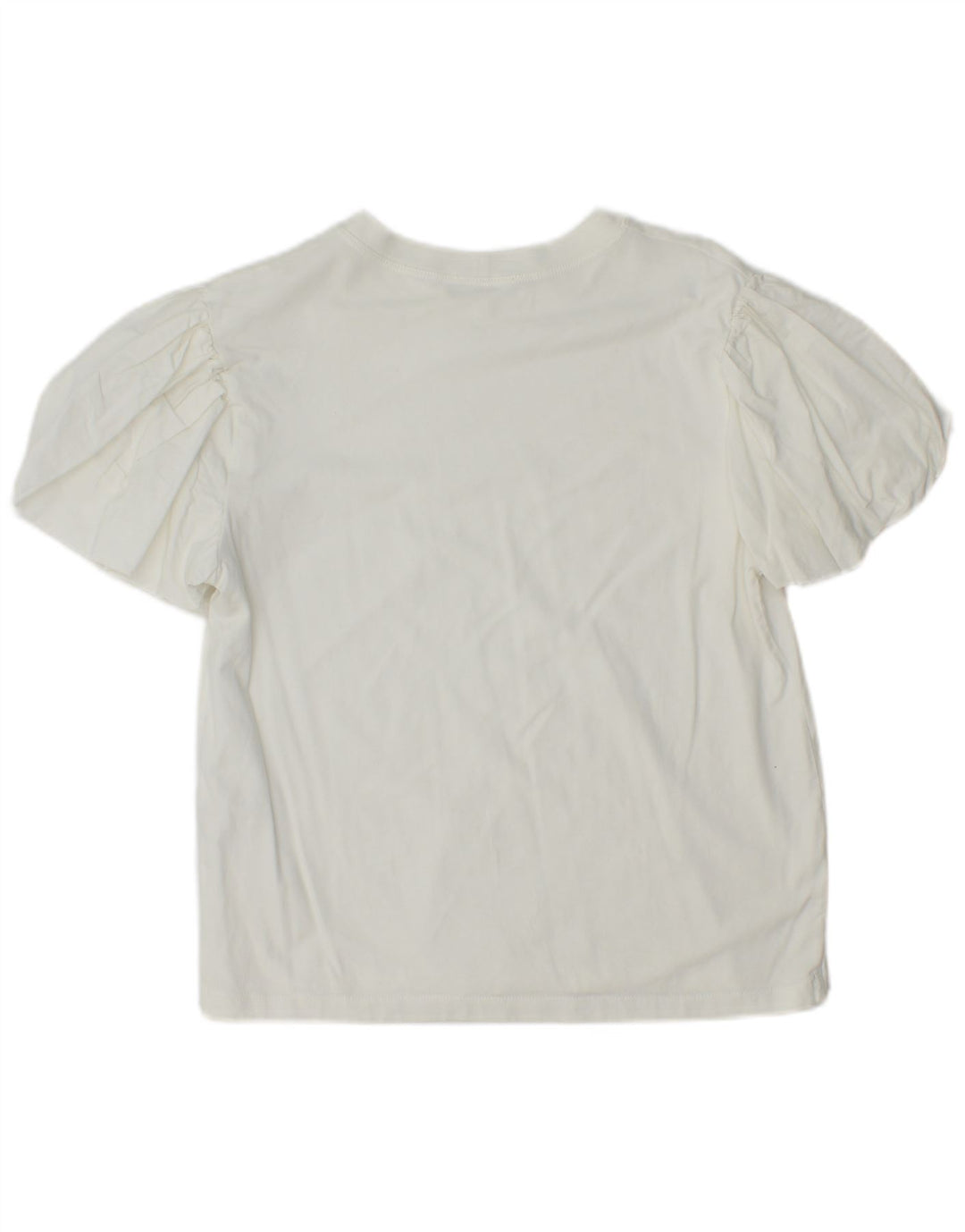 Zara Mujer Blusa Top UK 12 Medio Blanco Algodón