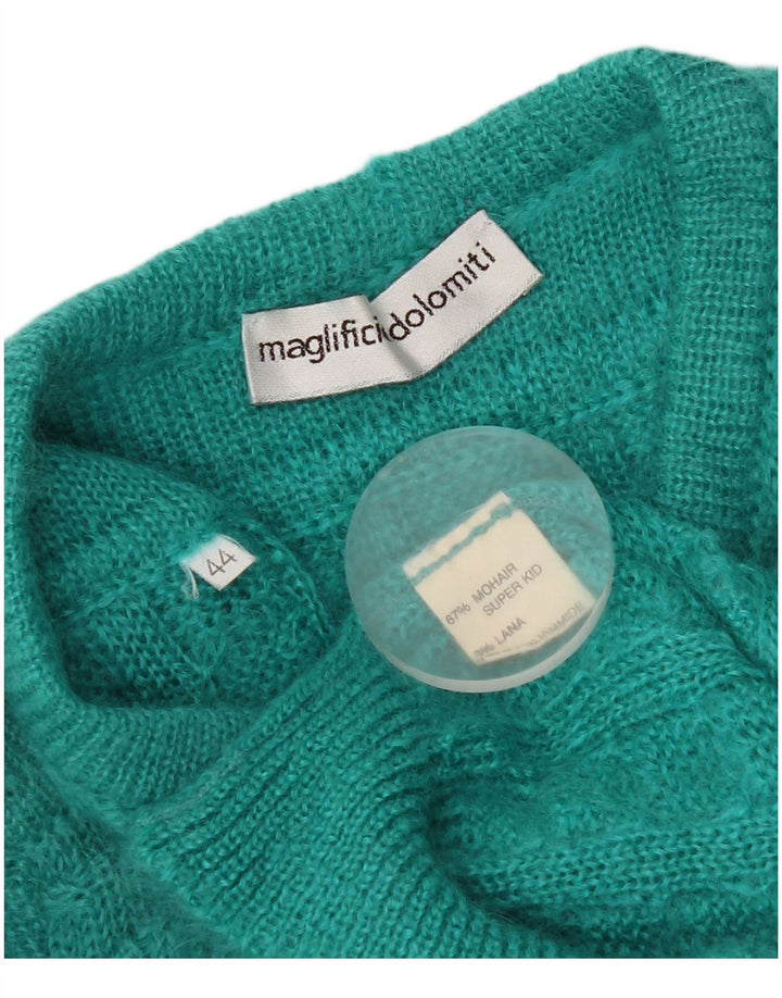 Vintage mujer Cardigan suéter IT 44 Mohair verde medio