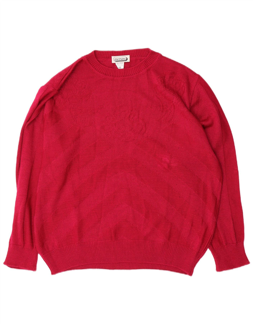 Vintage mujer oversize cuello redondo jersey suéter IT 46 grande rojo Chevron