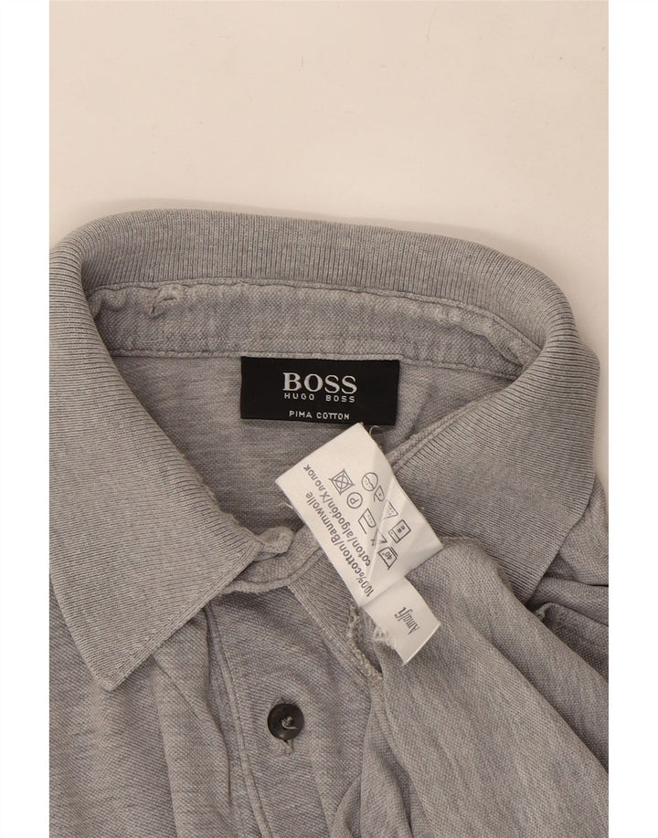 Polo Hugo Boss Hombre De Algodón Moteado Gris Medio