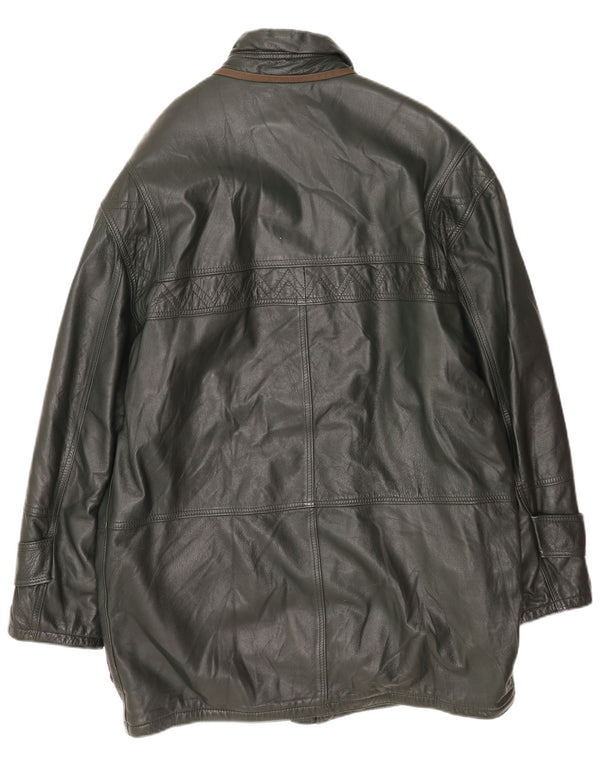 Vintage hombres cuero abrigo Reino Unido 40 cuero verde grande