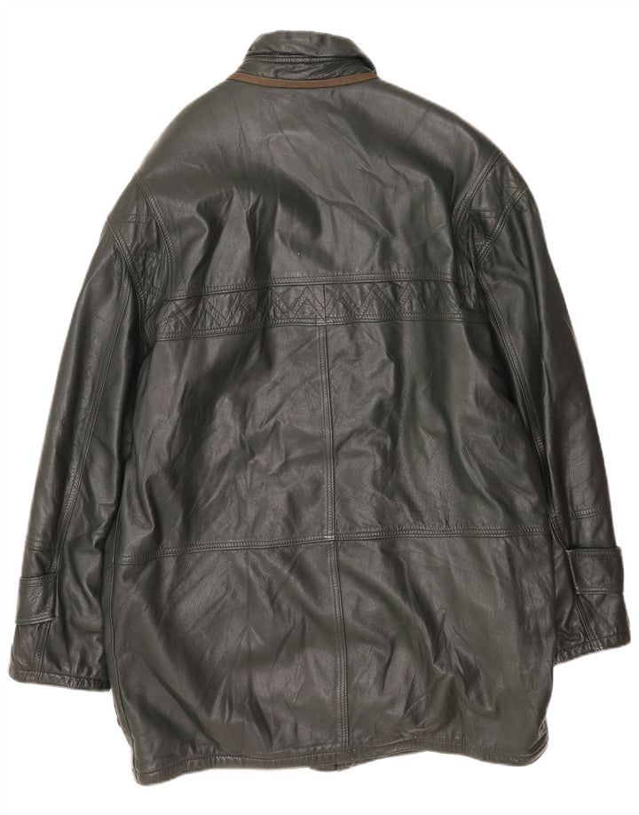 Vintage hombres cuero abrigo Reino Unido 40 cuero verde grande