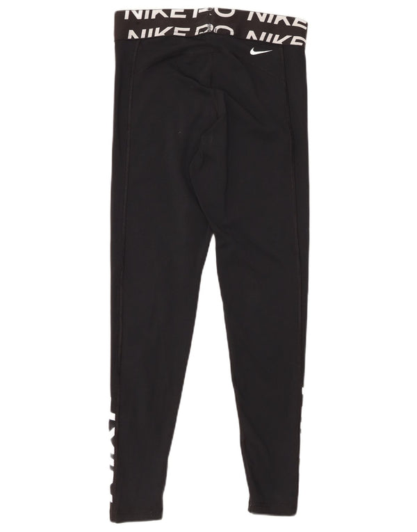 NIKE Leggings gráficos Dri Fit para mujer UK 12 Mediano Negro Poliéster