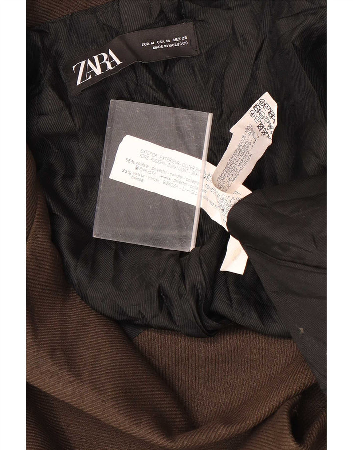 Zara Mujer Abrigo Extragrande UK 44 Poliéster Marrón Medio