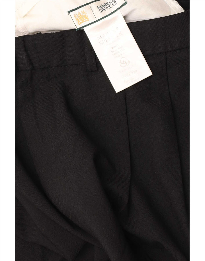 Marks & Spencer Pantalón de traje con pinzas para hombre W36 L36 Poliéster negro