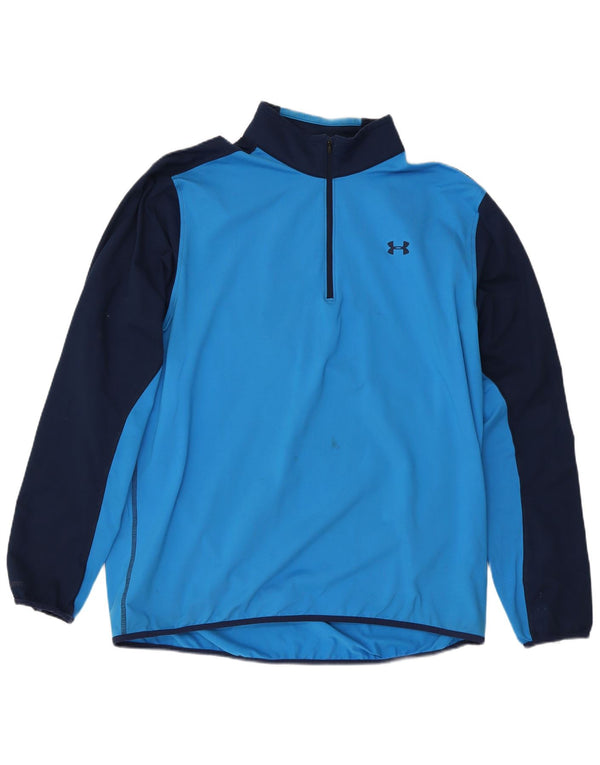 Under Armour Hombre Zip Neck Top Manga Larga XL Azul Colorblock Deportes