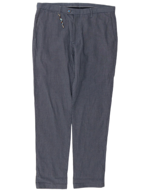 Zara Mens Slim Chino Pantalones EU 40 Medium W31 L29 Azul Marino Rayas Pintadas