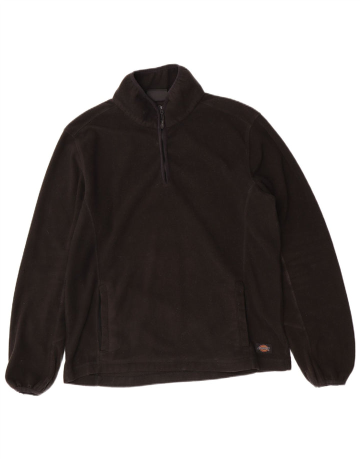 Dickies - Jersey de forro polar con cuello y cremallera para hombre, talla grande, poliéster negro