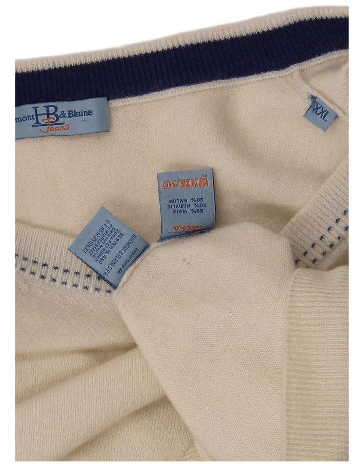 HARMONT & BLAINE Jersey con cuello en V para hombre 2XL Lana blanca