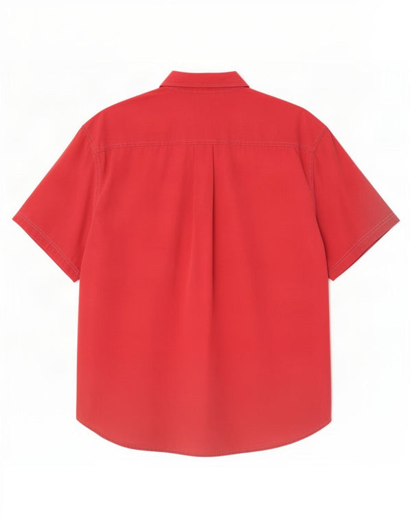Pioneer Mens Short Sleeve Shirt Large Red Cotton