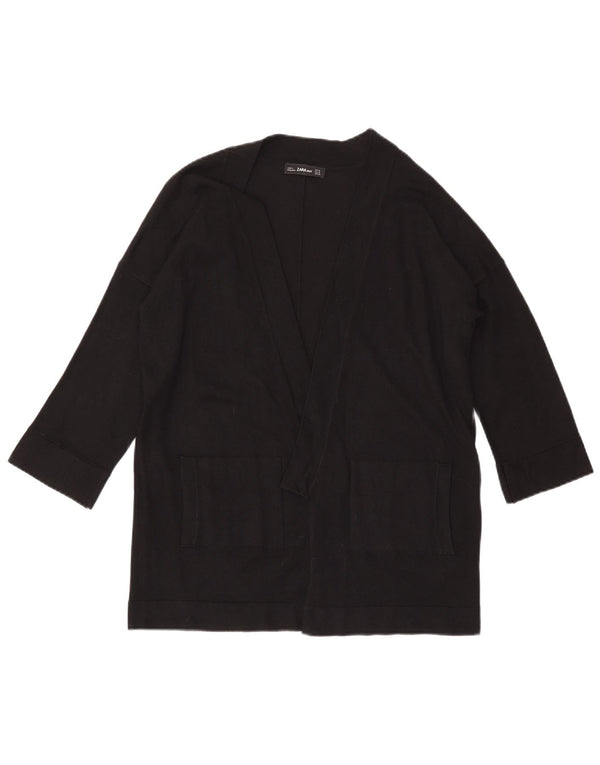 Zara Womens Oversized 3/4 Sleeve Open Cardigan Sweater UK 10 Small Black