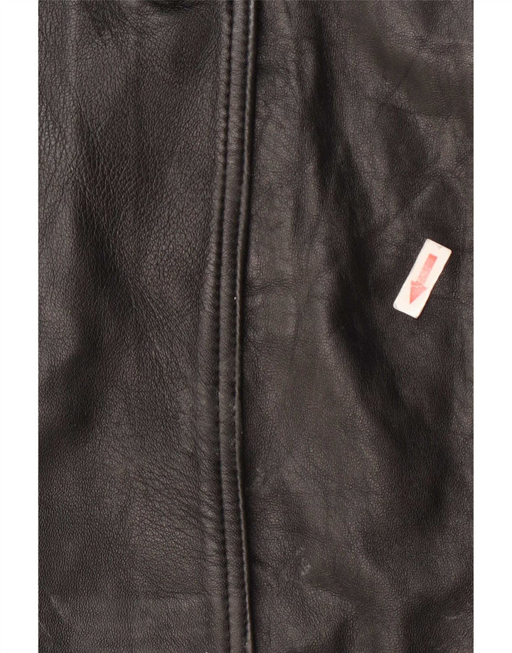 Vintage mujer cuero abrigo Reino Unido 10 pequeño negro