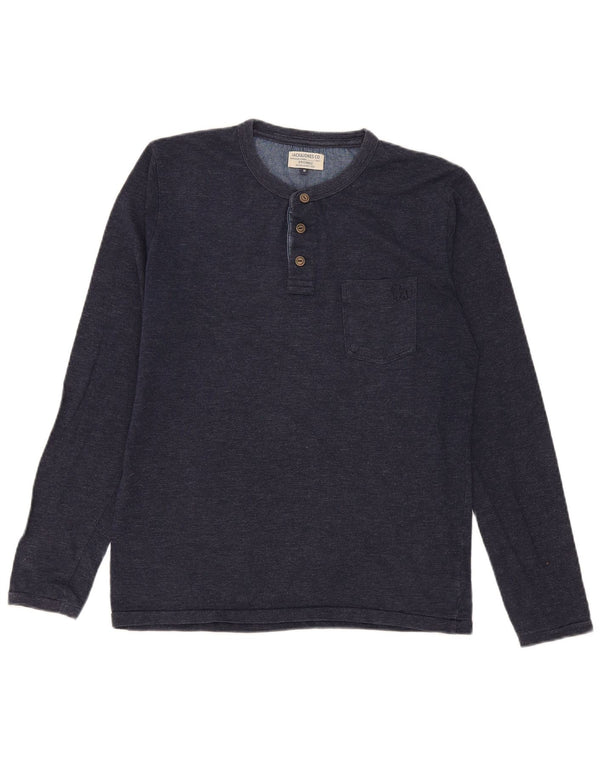 Jack & Jones Hombre Top Manga Larga Medio Azul Marino Moteado