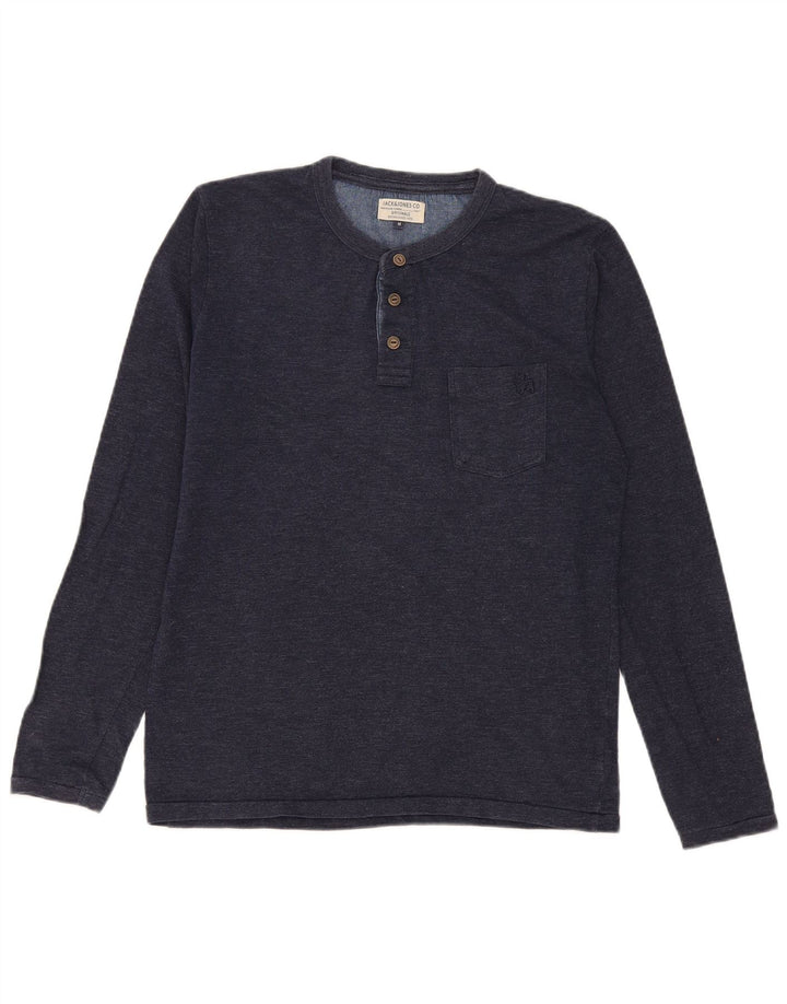 Jack & Jones Hombre Top Manga Larga Medio Azul Marino Moteado
