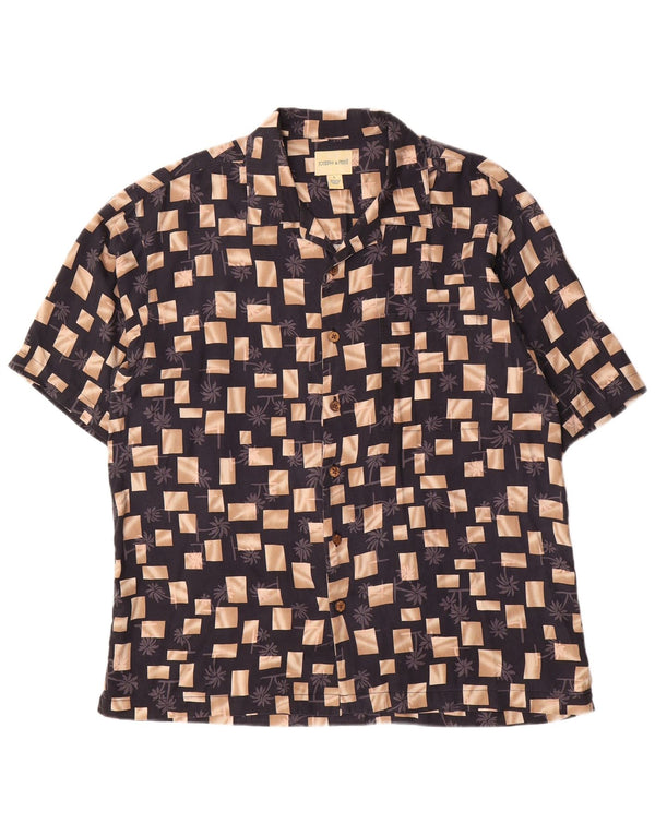 Joseph & Feiss Camisa De Manga Corta Para Hombre Seda Geométrica Negra Grande