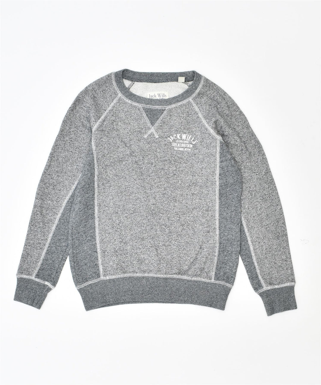 JACK WILLS Womens Sweatshirt Jumper UK 6 XS Grey Cotton | Vintage | Thrift | Second-Hand | Used Clothing | Messina Hembry 