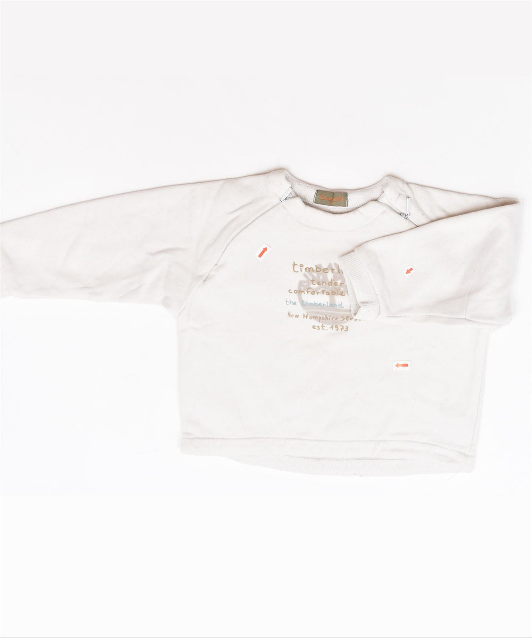 TIMBERLAND Girls Graphic Sweatshirt Jumper 12-18 Months White Cotton | Vintage | Thrift | Second-Hand | Used Clothing | Messina Hembry 