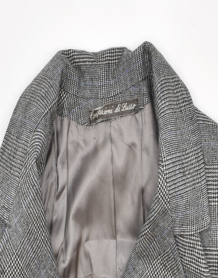 VINTAGE Womens 2 Button Blazer Jacket UK 14 Medium Grey Check | Vintage | Thrift | Second-Hand | Used Clothing | Messina Hembry 