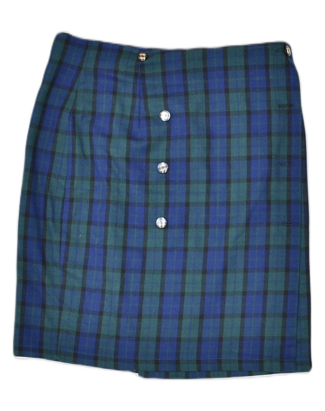CARLA FERRONI Womens Straight Skirt IT 42 Medium W30 Green Check Acetate | Vintage | Thrift | Second-Hand | Used Clothing | Messina Hembry 