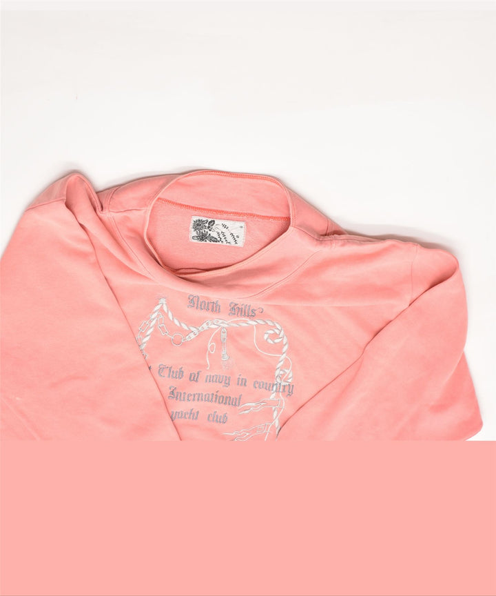 NORTH HILLS Womens Oversized Graphic Sweatshirt Jumper UK 10 Small Pink | Vintage | Thrift | Second-Hand | Used Clothing | Messina Hembry 
